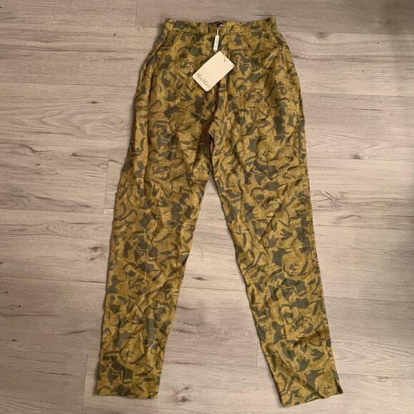 Max Mara Linen Floral Pants Size 2 - Picture 1 of 5